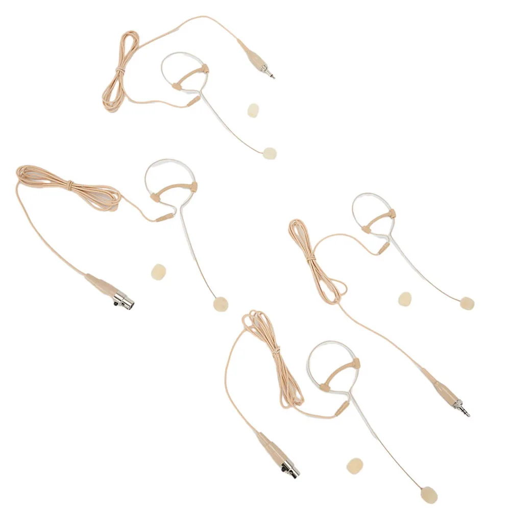 Professional Adjustable Headset Omnidirectional Beige Single Earhook Headset Mic Headworn Microphone 3.5mm 3 Pin 4 Pin XLR Plug