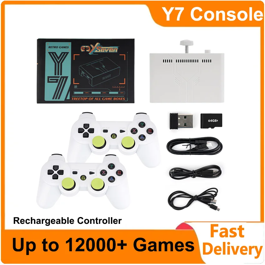 

Y7 Game Console Retro Video Game linux System 128G 10000+ Games Rechargeable Wireless Controller HD Output X7 TV Gaming Box