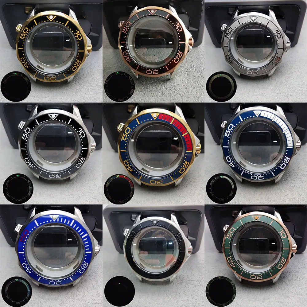 42mm NH35 Case Men's Seahorse Modified Case Sapphire Glass Waterproof Suitable for NH35 Movement Watch Replacement Parts 6 o'clo