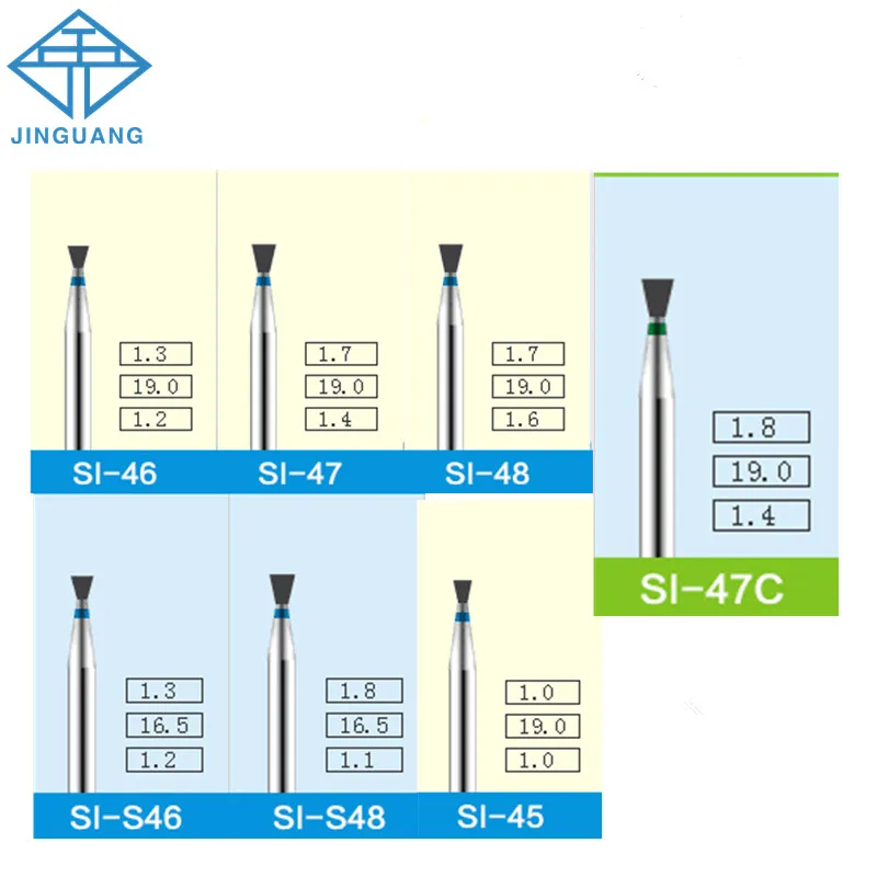 

10 x 10pcs/pack Dental Diamond Burs Drill for High Speed Handpiece Dentist Burs SI Series Dentist Grinding Tool Grinder SI-45 46