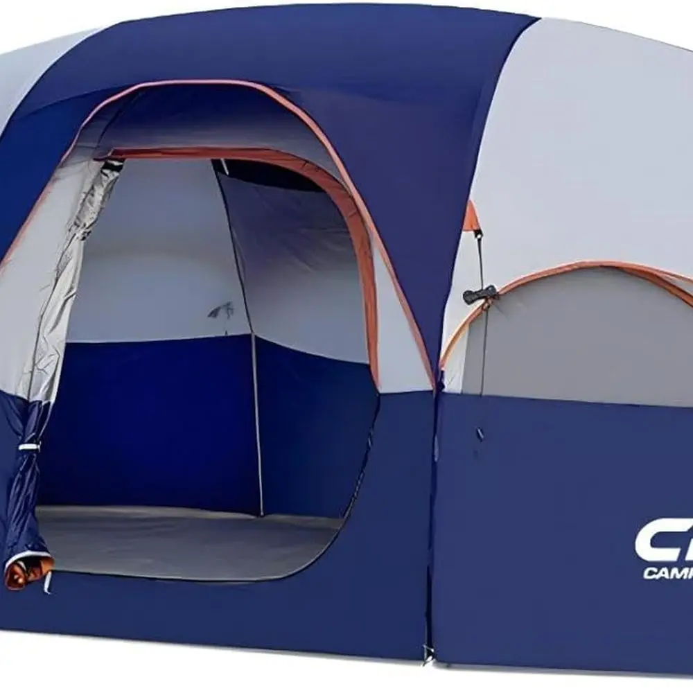 

Family-Sized Weatherproof 8-Person Camping Tent with 5 Mesh Windows, Double Layer Design, and Separated Rooms for Privacy