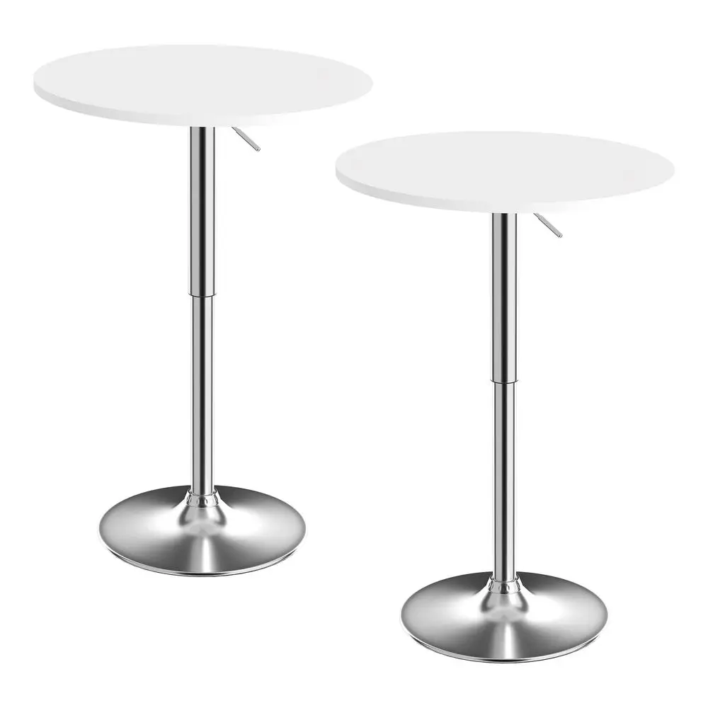 

Round Pub Table, Height Adjustable Bar Table 2736 inches with 360 Swivel Table Top, for Dining, Cafe, Cocktail, White, Set of 2