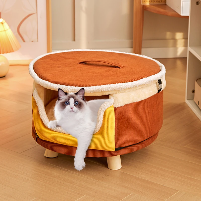 Can Be Disassembled Washed Cat Nest Winter Warm Winter Winterproof Deep Sleep Semi-enclosed Pet Bed Cat House Dogs Bed