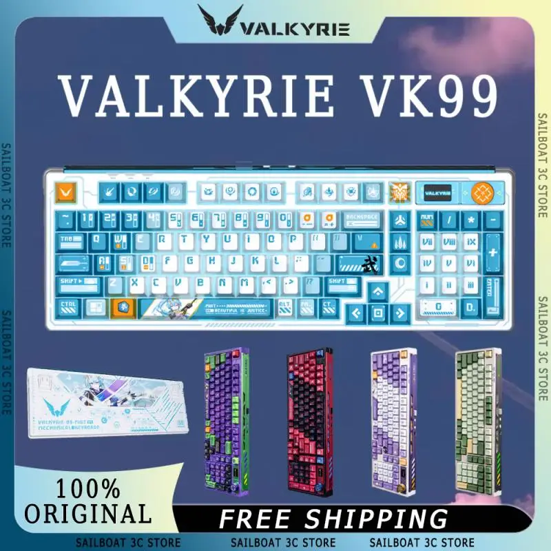 VALKYRIE VK99 Wireless Mechanical Keyboard With Mental Knob 3-Mode Full-keys Hot Swap RGB Gasket Custom Office Gaming Keyboard