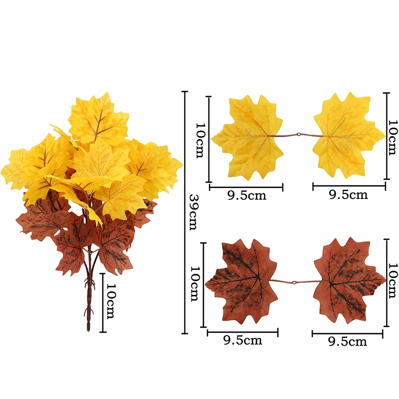 39cm künstliche Ahornblätter Zweig Herbst themen orientierte Pflanzen im Freien Seiden baum blatt für Hausgarten Halloween Ernte Festival Dekor – Detail 6