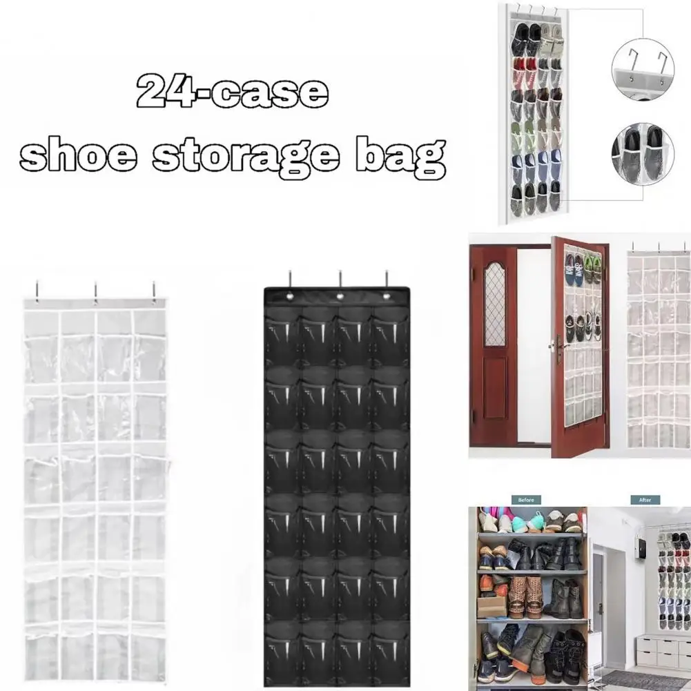 Over-the-door Shoe Organizer Closet Door Shoe Rack Capacity Shoe Storage Bag with 24 Transparent Pockets Hanging for Home