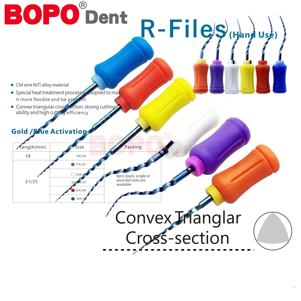 6 stks/pak Tandheelkundige Endodontische NiTi Hand Gebruik Bestand Warmte Geactiveerde Roterende Endo Naald SX-F3 21/25/31mm F4 F5 Wortelkanaalbehandeling Super Bestanden