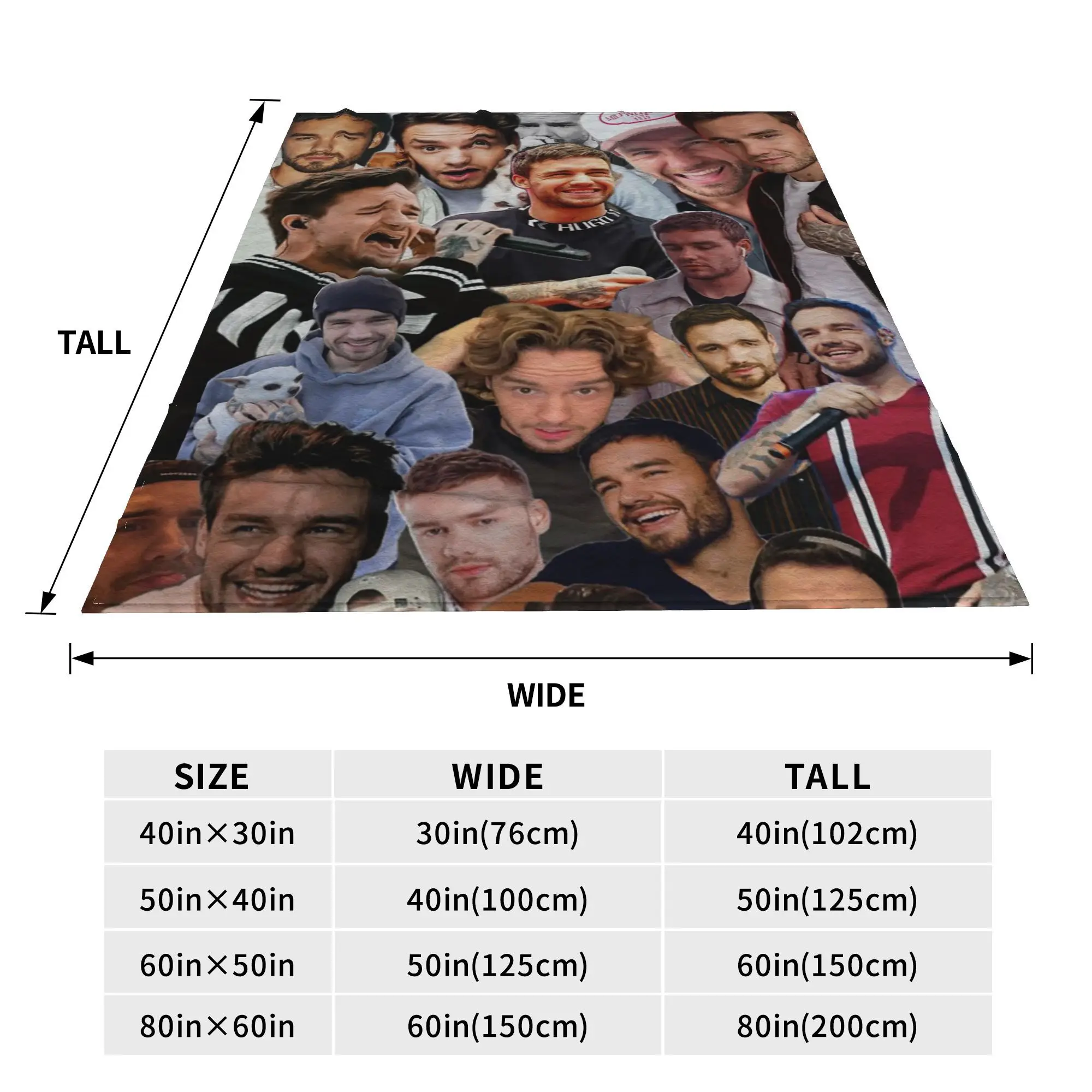 Flannel Throw Blanket Liam Payne Photo Collage Warm Plush Blankets Soft Bedding for Bed Living room Home Picnic Sofa