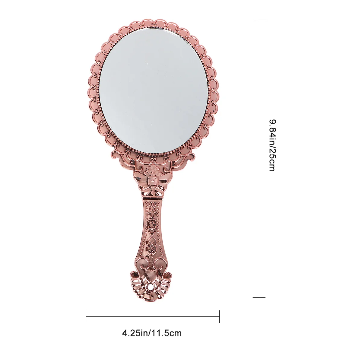 2Pcs Handheld Vintage Makeup Mirror Portable Lightweight Embossed Mirror Decorative Design for Home Travel