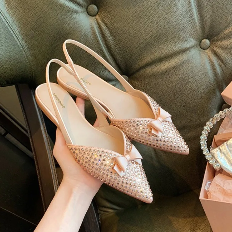 

Fashion Women Shoes Exquisite Rhinestone Flat Sandals for Woman Elegant French Style Casual Shoes Designer Shoes Sandalias Mujer