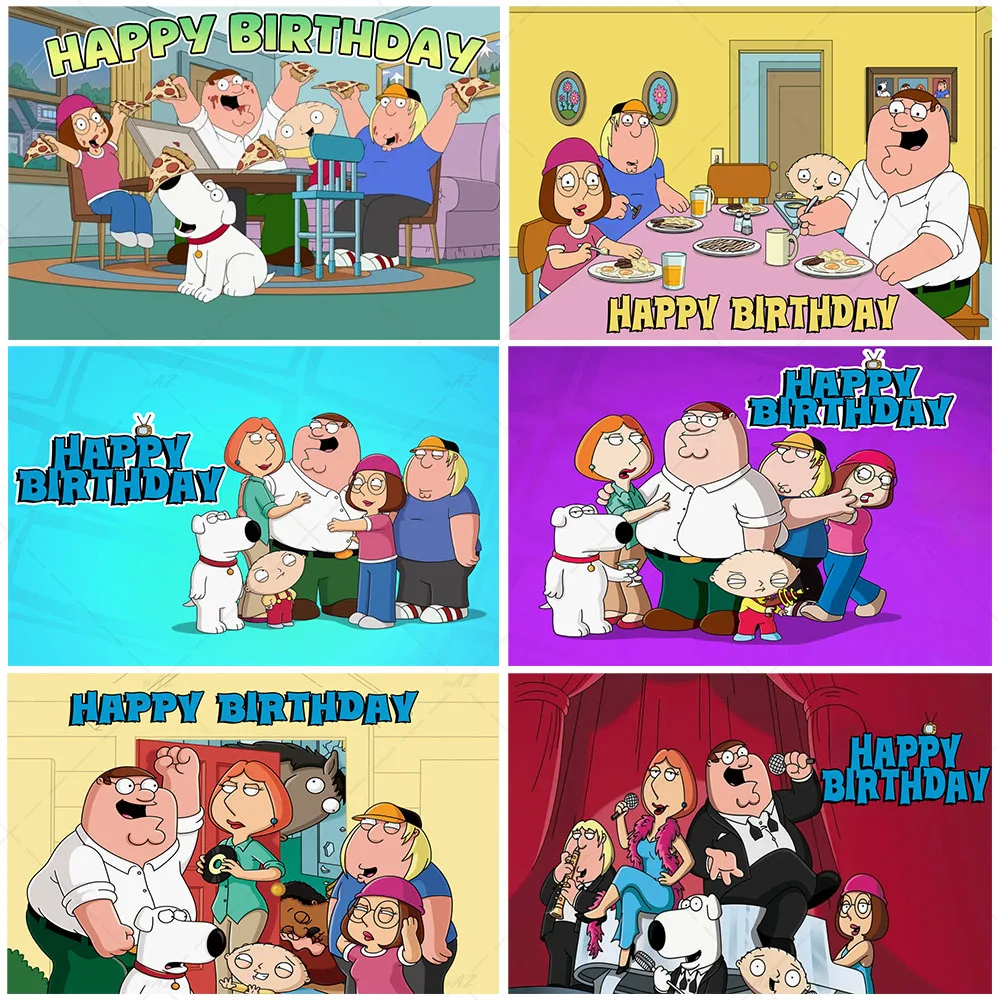 

Cartoon Anime Family Guys Theme Backdrop Funny Kid Birthday Party Decorations Funny Poster Spoof Photography Background Supplies
