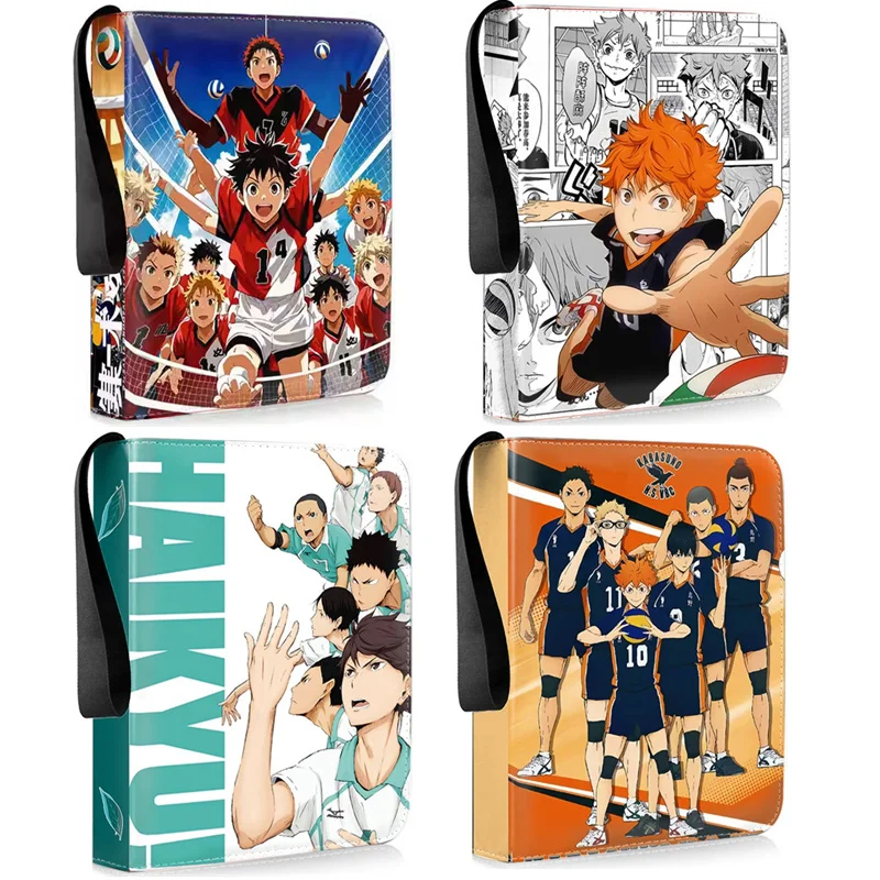 

400/900 шт. Haikyuu! Папка для книг и карточек, коллекция 4/9 отделений для карт, на молнии, с двойным карманом, с держателем для карт