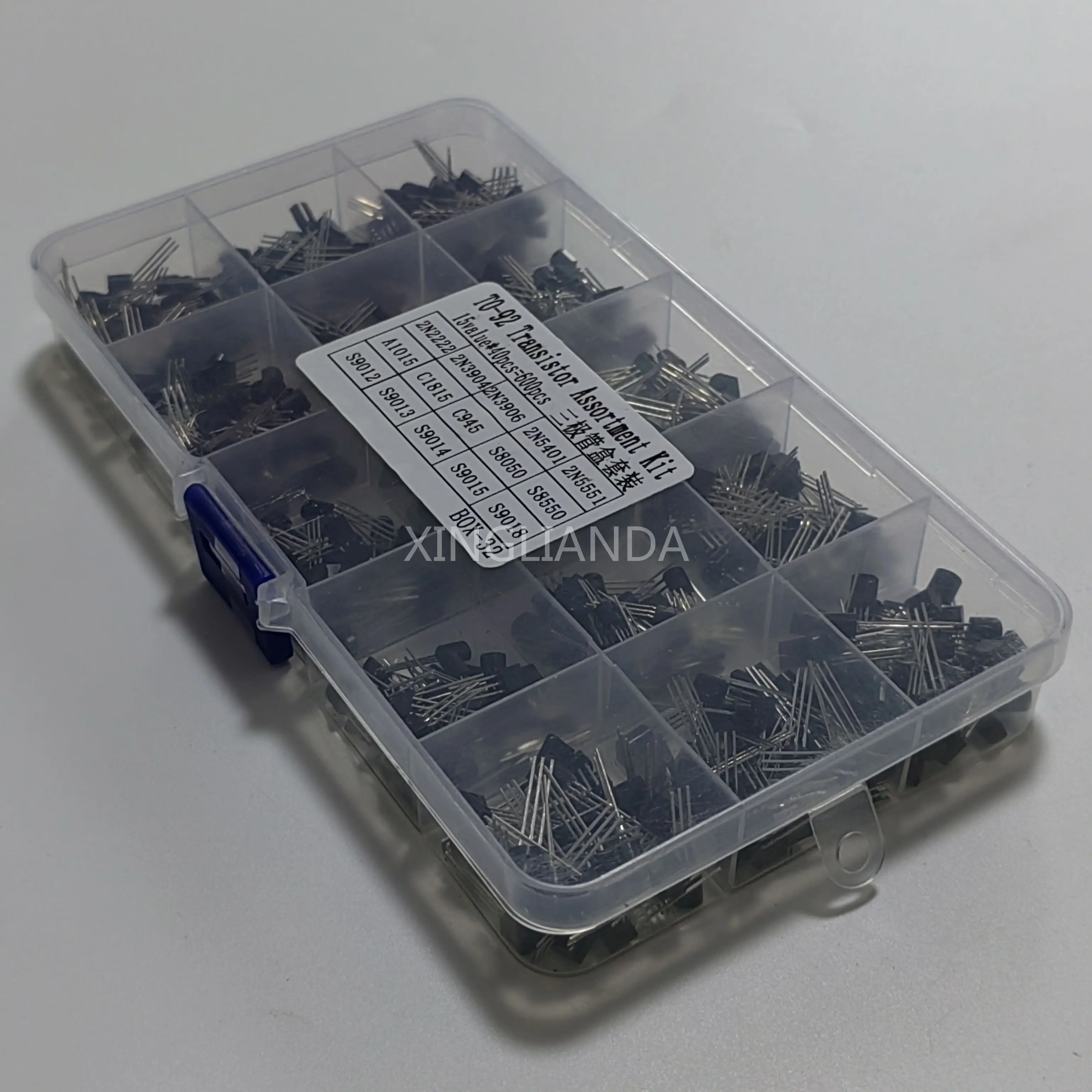 600 STKS 15 Soorten Transistor kit set TO-92 30-160 V 50-1000mA NPN/PNP A1015 C1815 S8050 2N2222 2N3904 2N5401 2N3906 2N5551