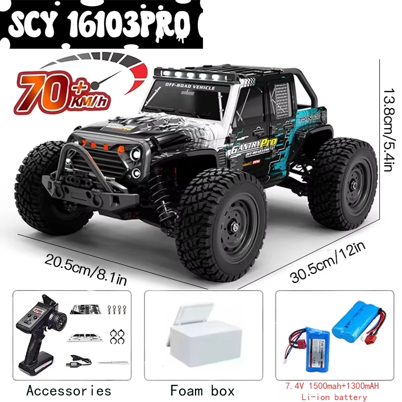 

SCY 16103 Радиоуправляемые автомобили 50 км/ч 1/16 Off Road 4WD со светодиодными фонарями, 2,4G Водонепроницаемый пульт дистанционного управления Monster Truck для взрослых и детей SG