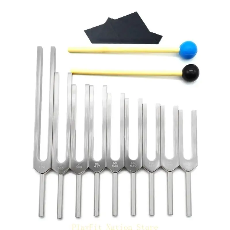 

242F 9pcs Tuning Fork Aluminum Alloys Sound Healing Fork Professional Instrument
