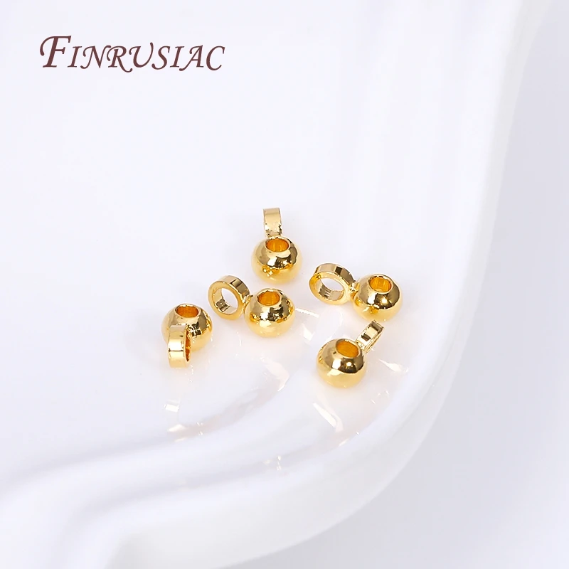 18K Gold Plated Mini 2.5mm Beads Pendant Bail Bead For DIY Jewelry Making Supplies