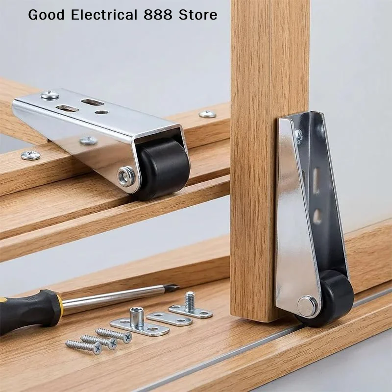 【G】Silent Right Angle Directional Rollers Effortless Telescopic Sliding Door Track Pulley Aluminum Alloy Side Mounted