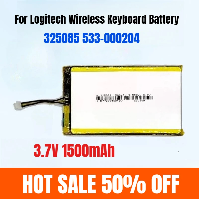 

3.7V 1500mAh for Logitech 325085 533-000204 Wireless Keyboard Battery