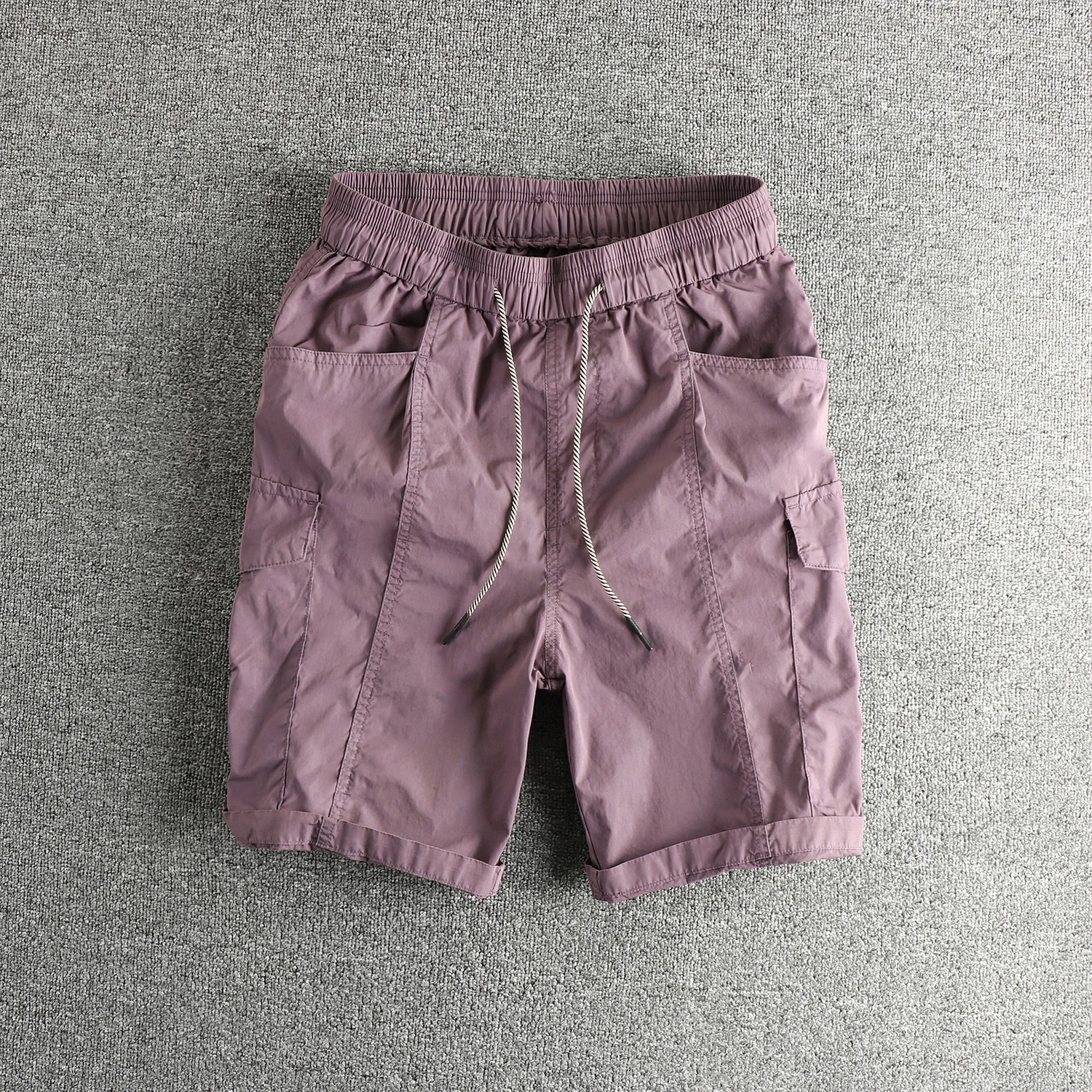 Quick-drying fabric work shorts men's high street retro trend summer youth multi-bag casual mid-trousers