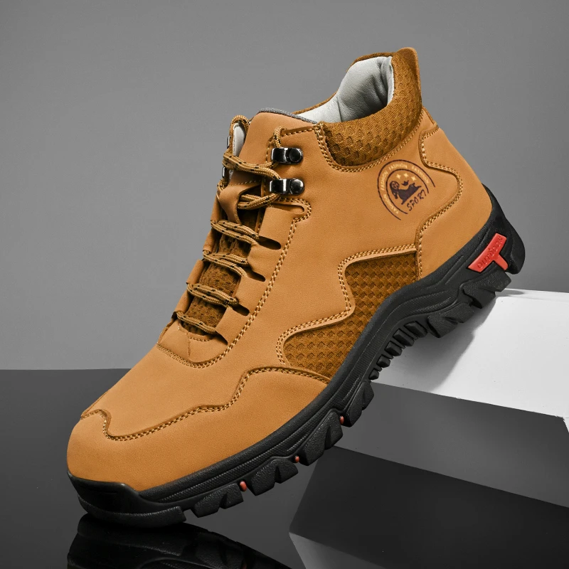 

Мужские высокие модные ботинки с круглым носком на шнуровке для активного отдыха, весенне-осенние, на толстой подошве, повседневные, увеличенного размера