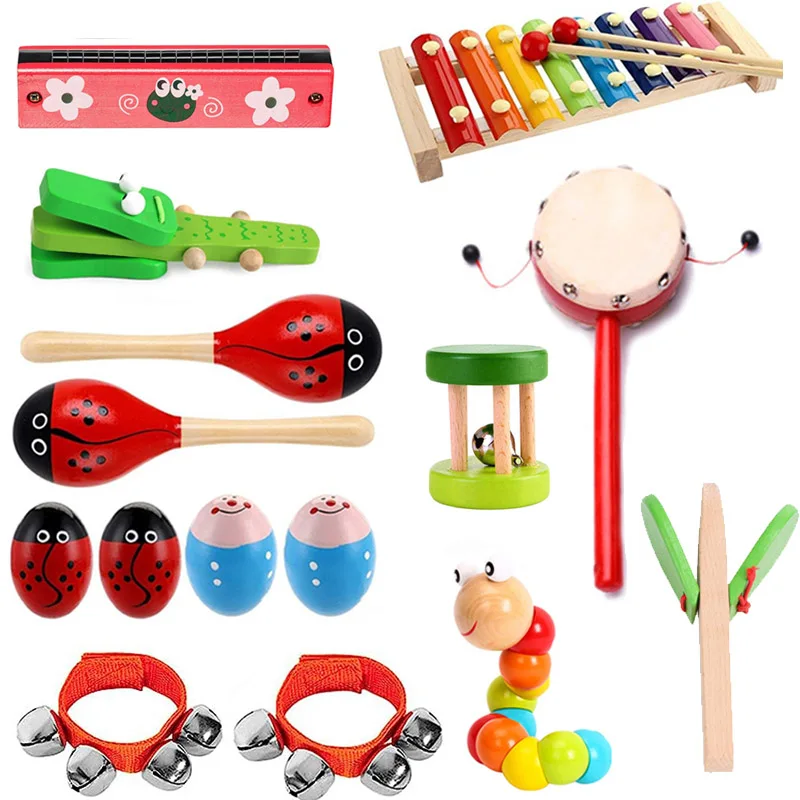 

Набор деревянных музыкальных инструментов Монтессори, 15 шт., дошкольные развивающие игрушки для малышей, детские подарки на день рождения Kinder Spielzeuge