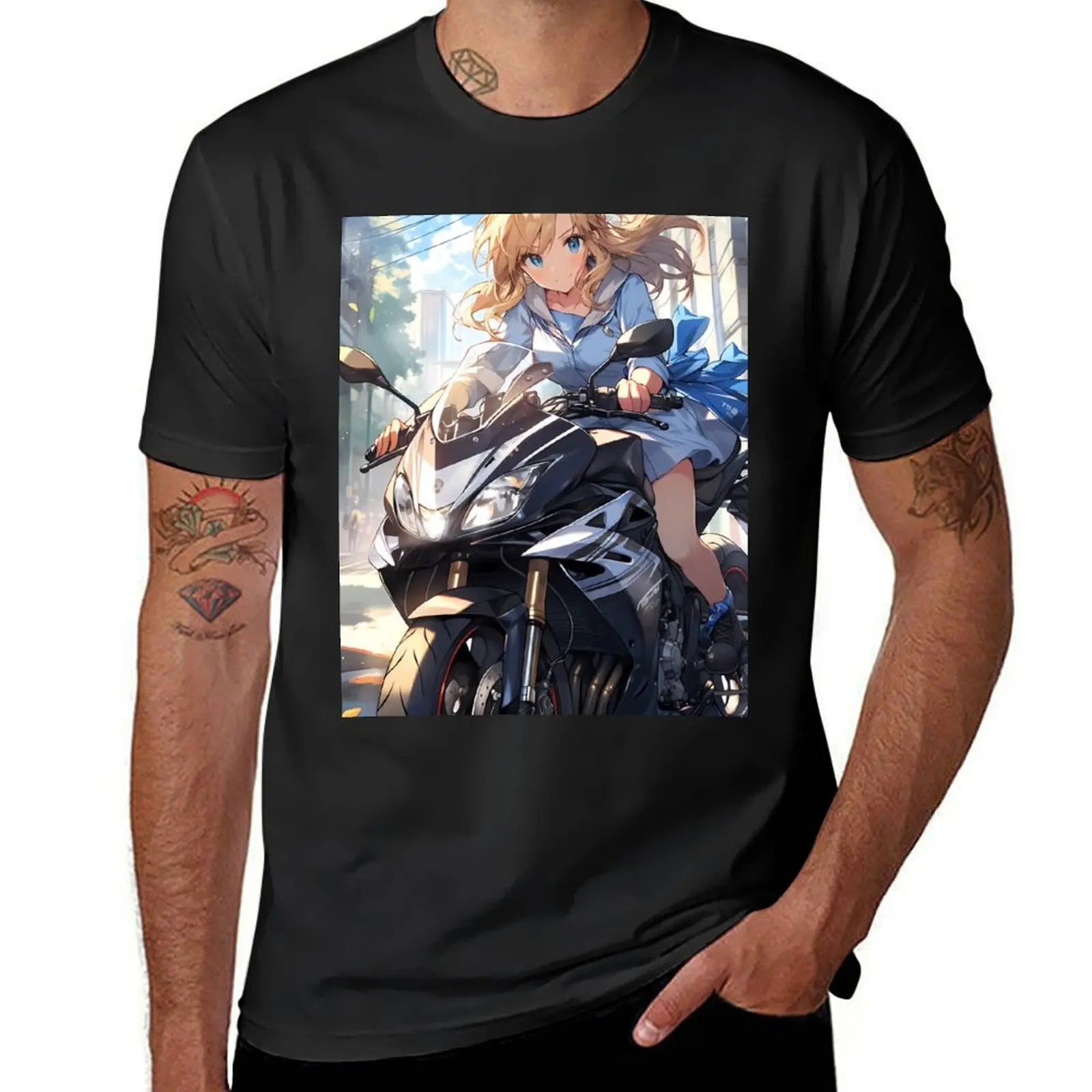 

Saber Fate Stay Night on Motorcycle T-Shirt new edition cute tops funny t shirts for men