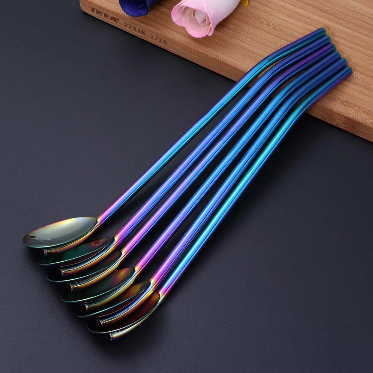 

4Pcs Stainless Steel Filter Stir Spoon Polished Surface for Easy Mixing and Comfortable Grip in Various Scenes