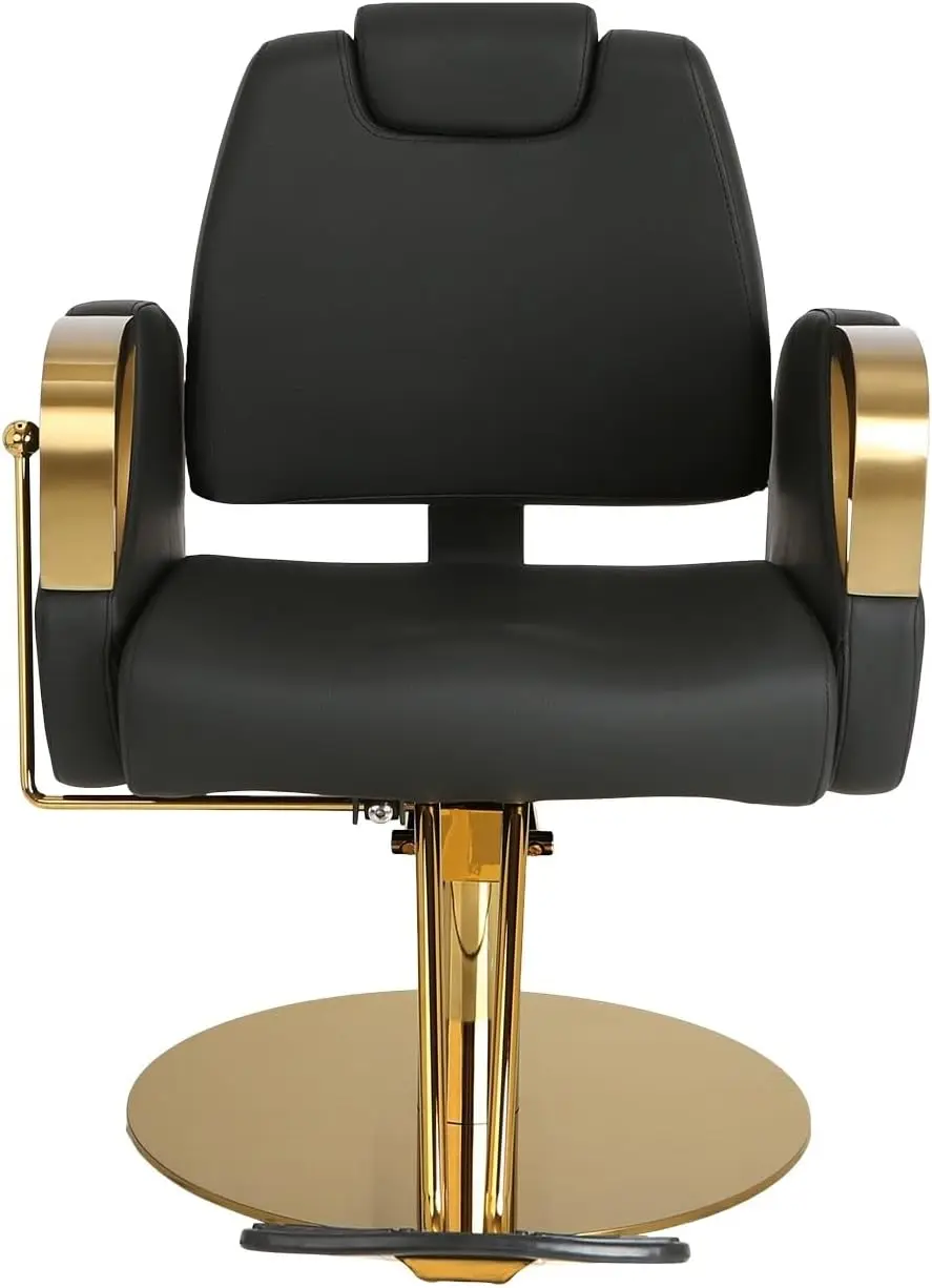 Buy-Rite Venus Gold All Purpose Reclining Styling Chair For Professional Salons With Brushed Gold Armrests, Matching Gold