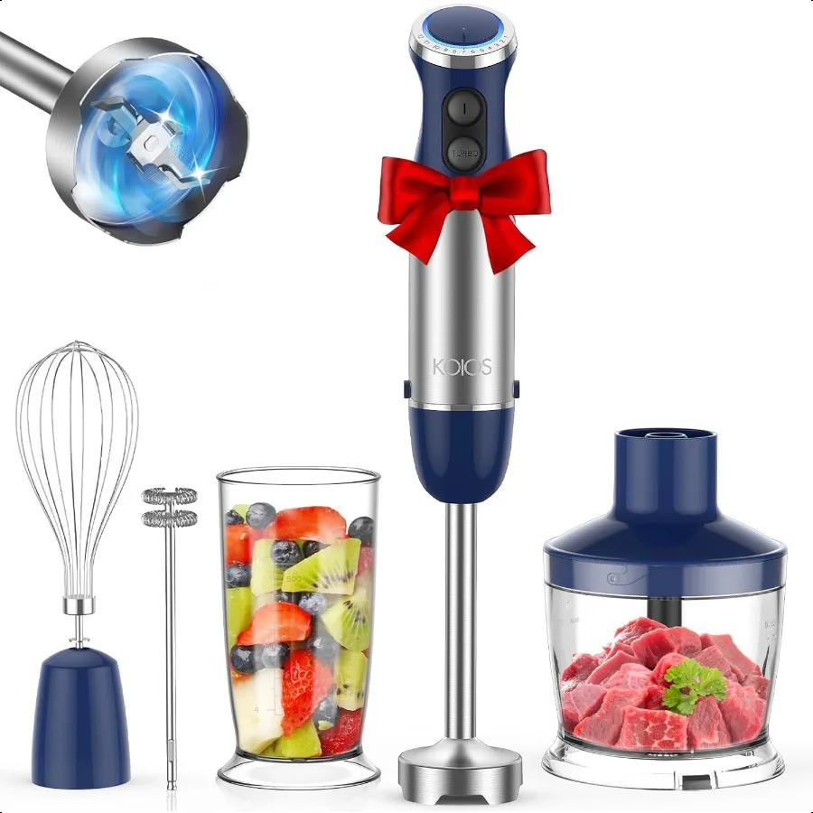 

5in1 Hand Immersion Blender 12 Speed Adjustable Emulsifier Handheld Blender 1000W Copper Motor Stainl Steel Blade Hand Mixer wi