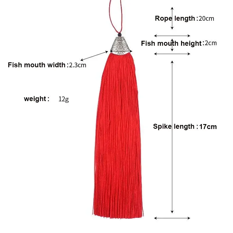 1PC 17CM Craft Tassels Flat Fish Mouth Cap Tassels Silky Handmade Soft Bookmark Tassels with Cord Loop for DIY Jewelry Making