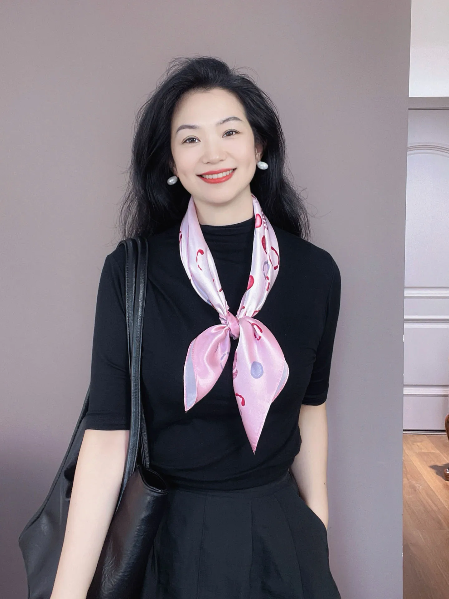 エレガントなピンクのシルクスカーフ女性の正方形スカーフ-00-マルベリーシルク春秋の首保護-65-ショールスカーフ韓国スタイルの幾何学模様