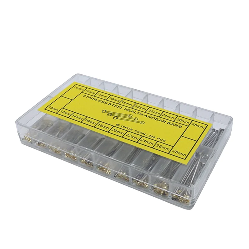 FZFZ 200個入り 10-28mm 時計ストラップリンクピン接続固定シャフト ステンレス鋼 生耳棒 時計ボルト 手動修理ツールセット