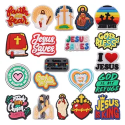 1-20PCS Jesus Saves Made In God's Image Life Is Good Christianity PVC Shoe Decoration Buckle Charms Fit Wristbands Xmas Gift