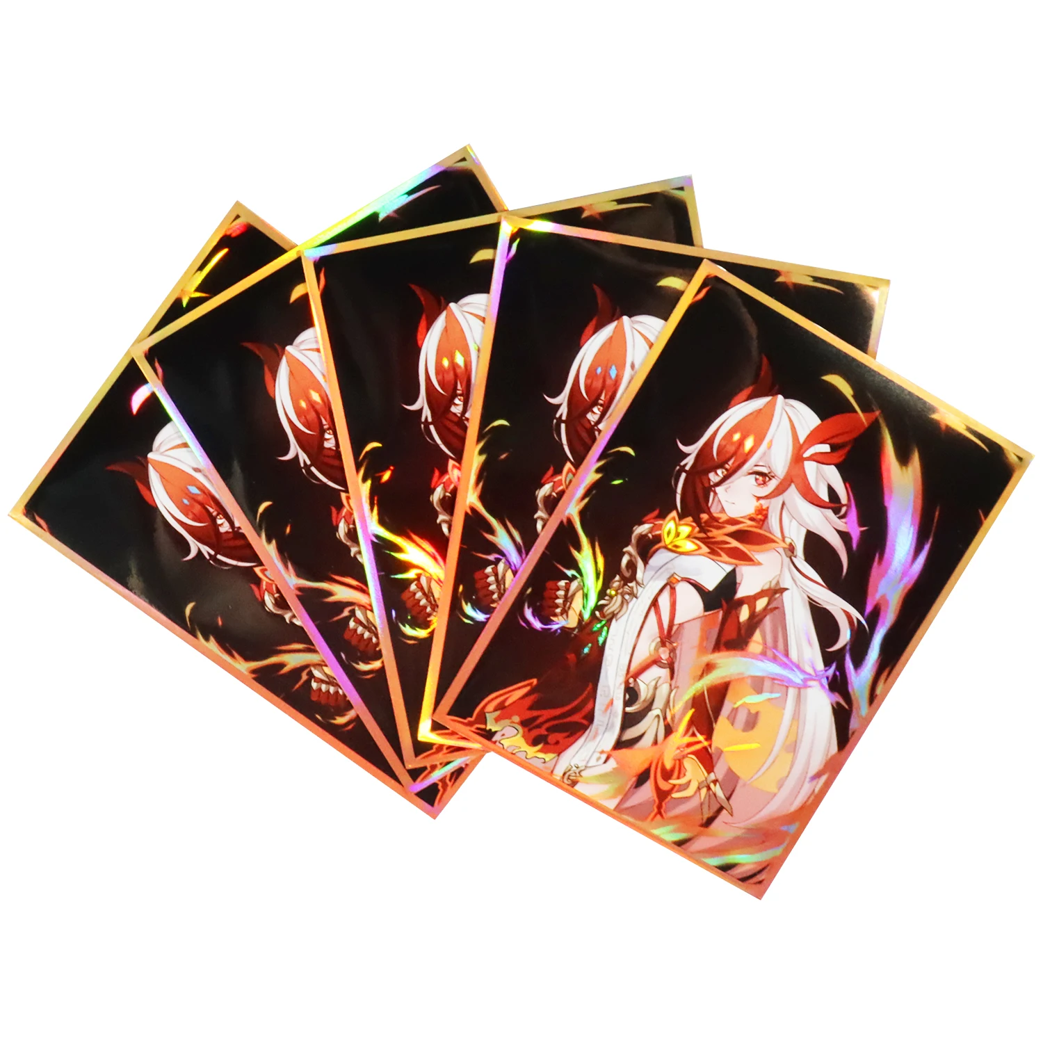 

60PCS Anime Holographic Card Sleeves PKM MTG Sleeves Art Trading Card Protectors for 67x92mm Standard Size Foil Pocket