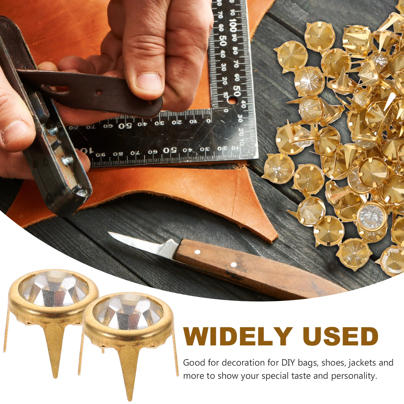 100 قطعة من المسامير المزخرفة من حجر الراين الكريستالي لحقائب الأظافر ذاتية الصنع والأحذية والسترات والحرف اليدوية وإكسسوارات الشرير