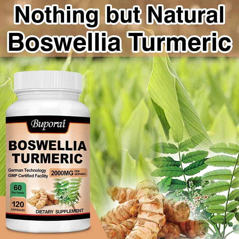 Boswellia suplemento para la salud de las articulaciones de la cúrcuma, antioxidante, ayuda con la incomodidad de la espalda, las rodillas y las manos