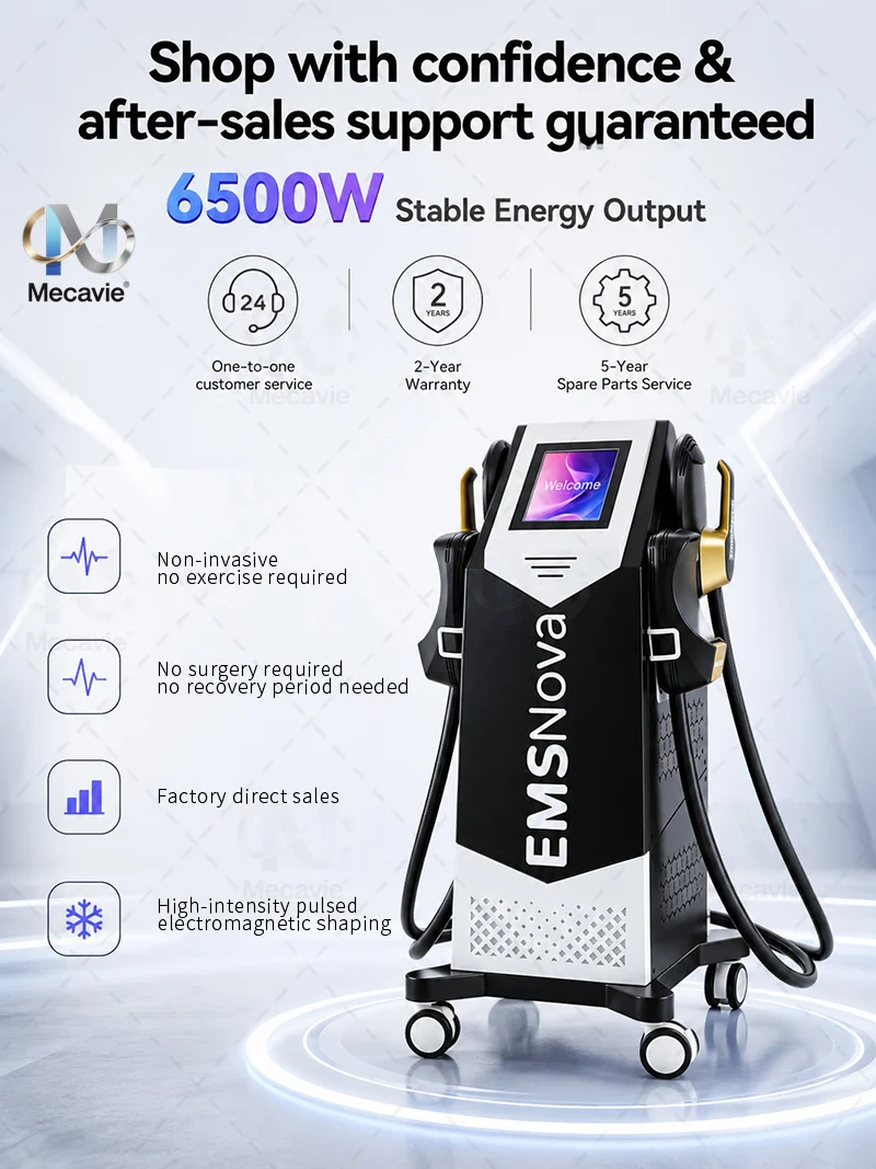 EMSNova 6500W HIEMT EMS Body Sculpting Machine Non Invasive Muscle Building Fat Reduction Equipment for Salon Commercial Use