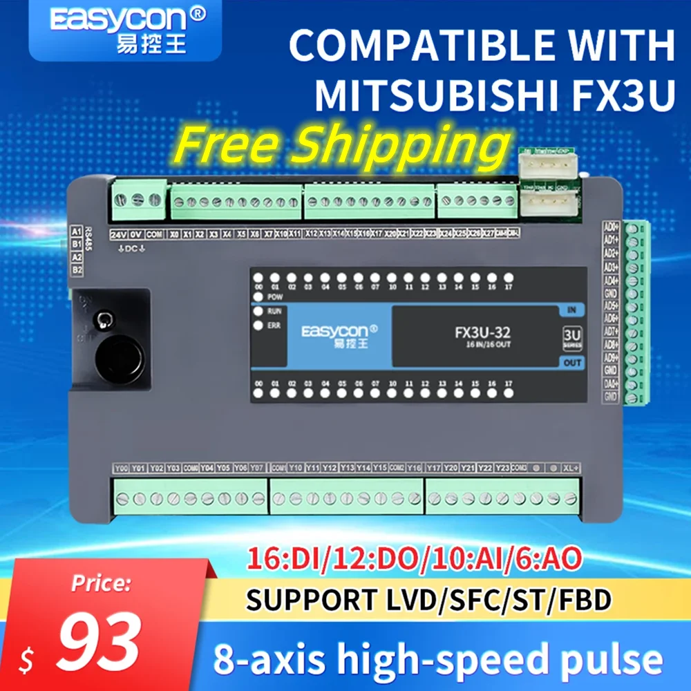 Imagem -02 - Easycon-controlador Lógico Programável para Máquina de Corte Cnc 16di 12do 10ai 6ao Fx3u Plc para Motor