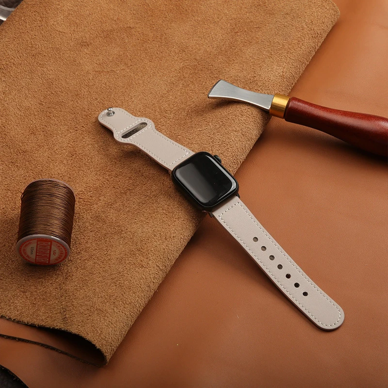 Leather Band For Apple Watch series 10 9 8 7 4 5 6 se Ultra 2 49mm Strap Sport Loop Bracelet iWatch 40mm 44 42 46 38 41 45mm image 2