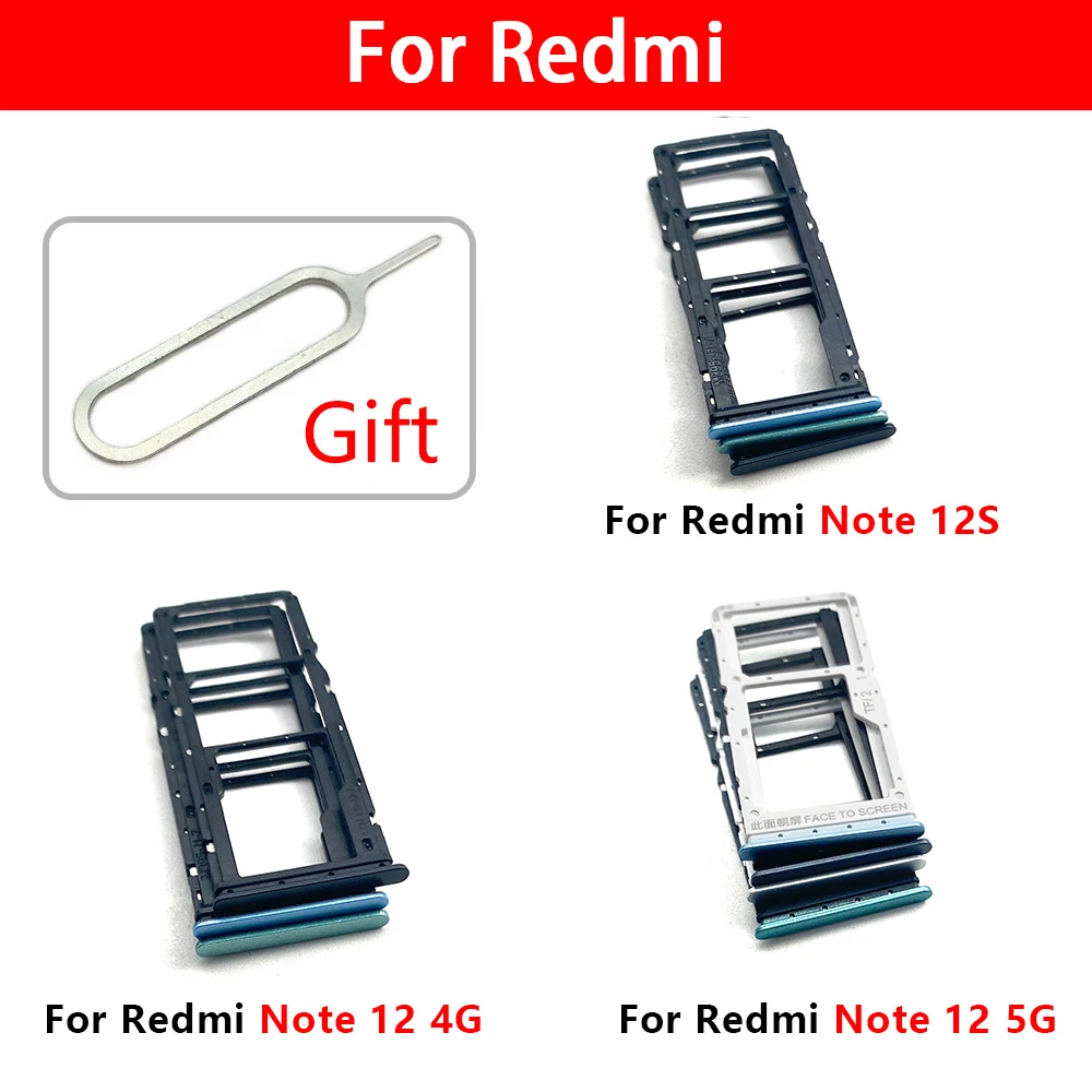 NEW Dual Card SIM Card chip slot drawer SD Card Tray Holder Adapter + Pin For Xiaomi Redmi Note 12 4G / Note 12 5G 12S