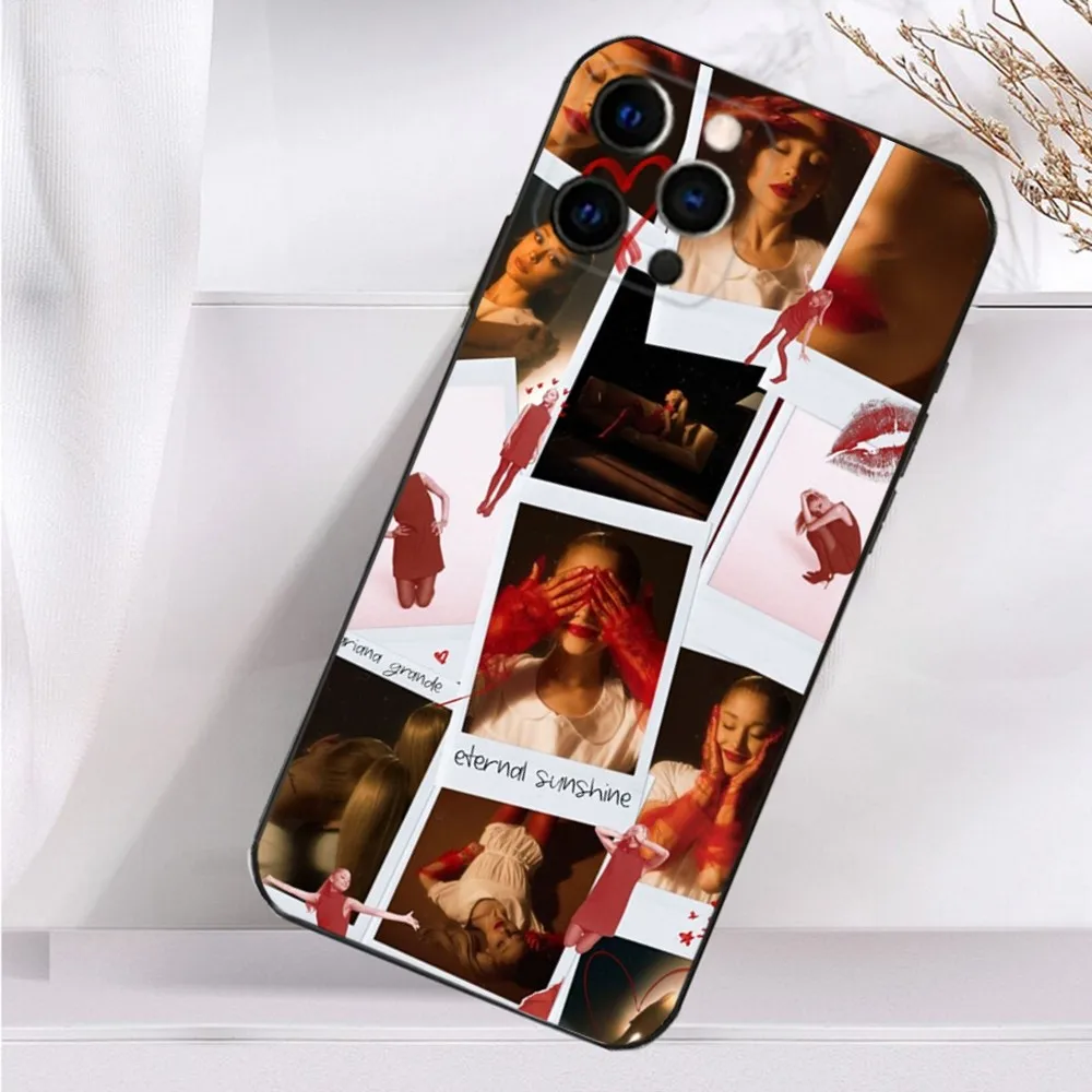 A-Ariana Singer G-Grandes 電話ケース iPhone 16、15、14、13、12、11 Plus、Pro Max、XS、X、XR、SE、Mini、8、7 ソフトシリコンブラックカバー用