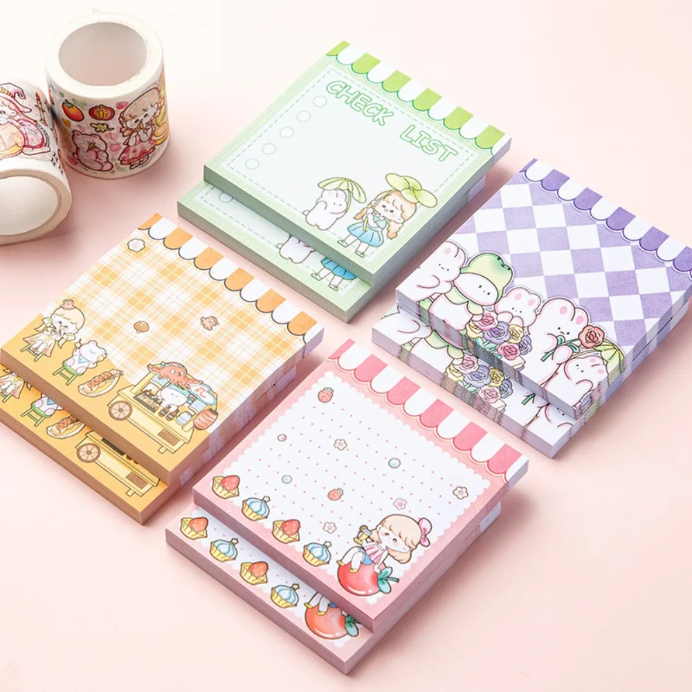 Simple Cute Sticky Note Book Removable Non-sticky Message Paper Korean Style Cartoon Memo Pad Students