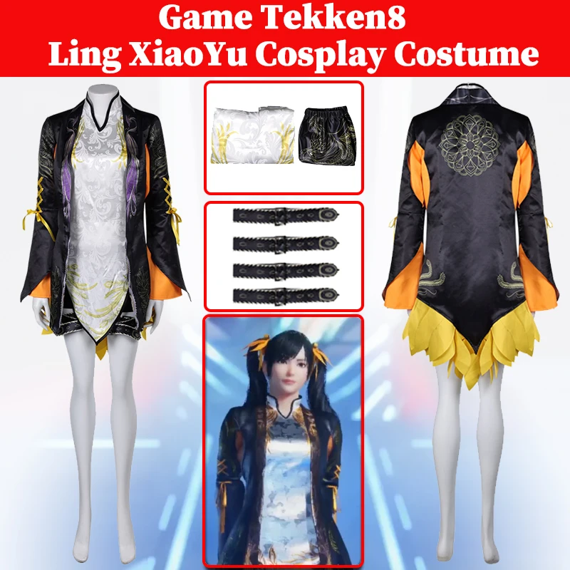 

Game Tekken8 Ling XiaoYu Cosplay Anime Costume Women Disguise Tank Top Belt Outfits Female Halloween Carnival Roleplay Suit