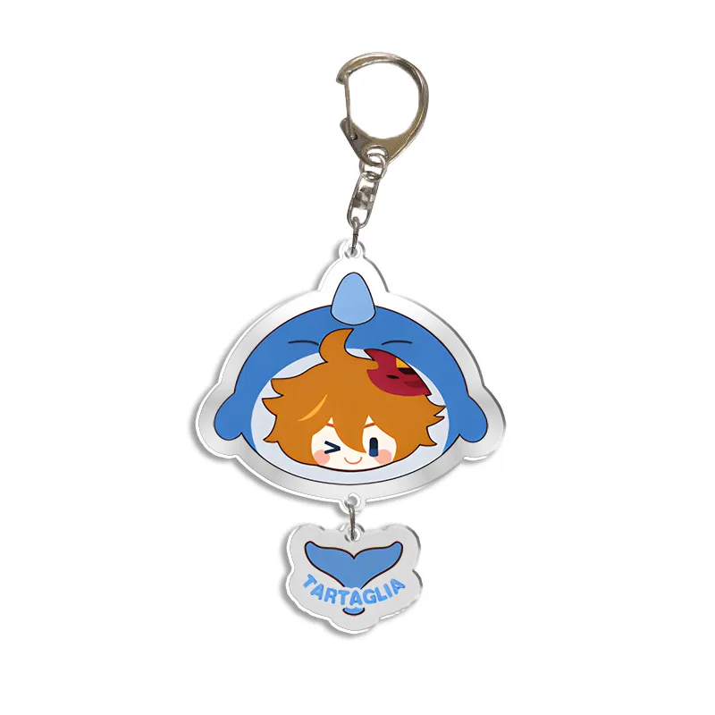 Genshin Impact Teyvat Series Cute Key Chain Ring Anime Figure Diona Keqing Amber Diluc Custom Double Coated Acrylic Keychain