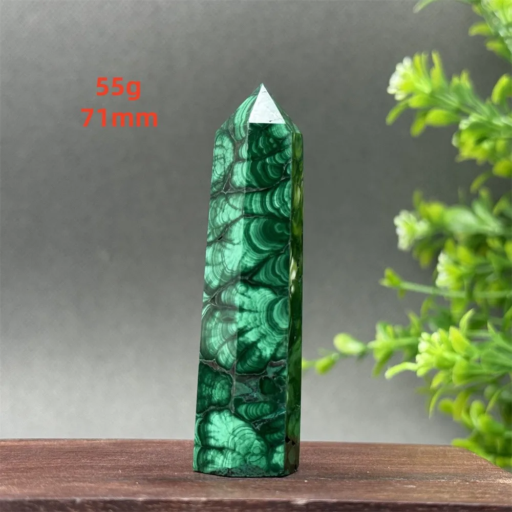 Natural Malachite Hexagonal Obelisk Column Energy Healing Meditation Reiki Home Decor Chakra Magic Wand Gift