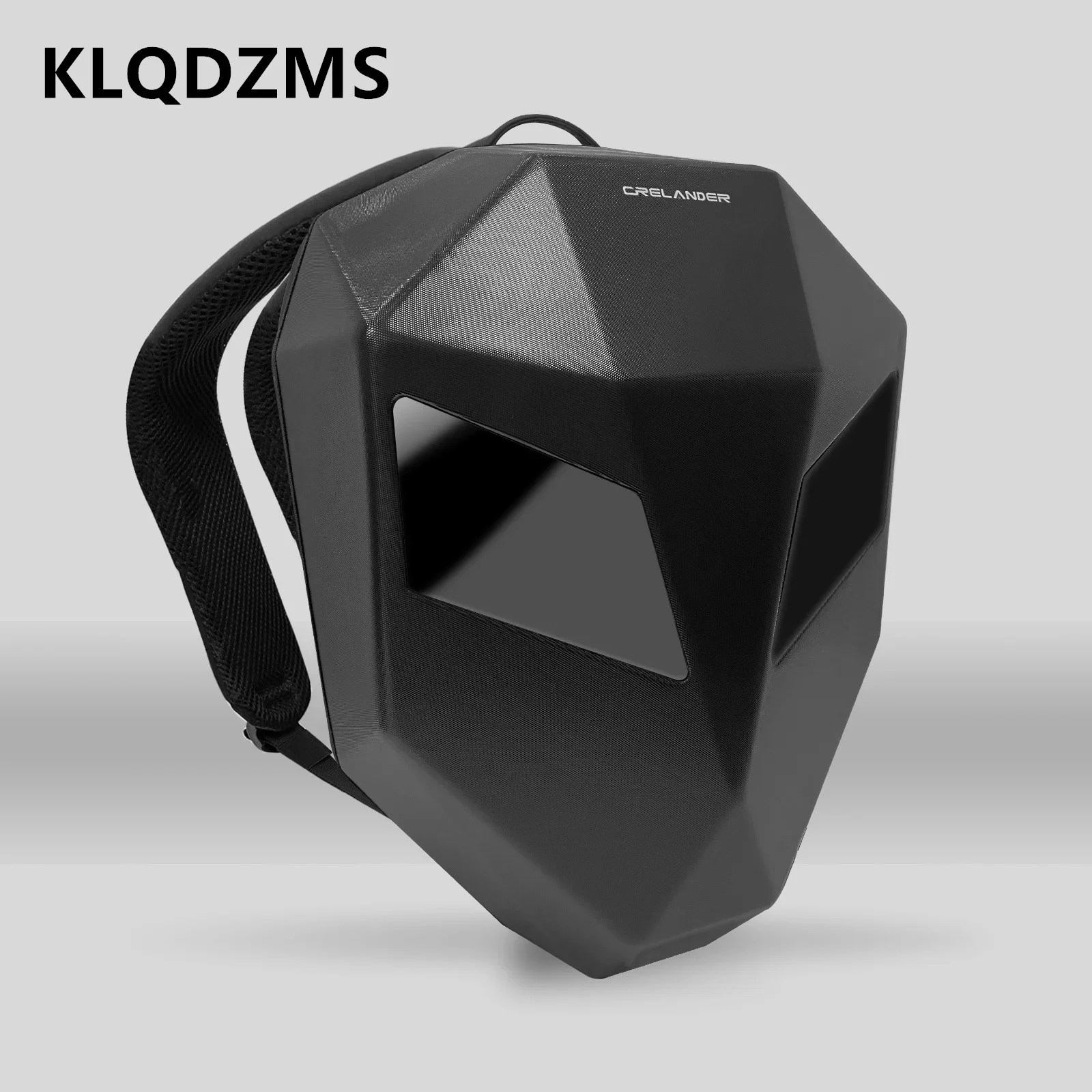 KLQDZMS Men's Backpack LED Outdoor Sports Cycling Schoolbag PC Hard Shell Helmet Bag Waterproof Anti-scratch Laptop Shoulder Bag