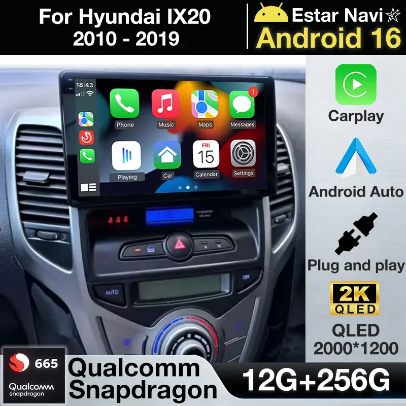Android 16 Wireless Carplay For Hyundai IX20 2010 - 2019 AT WIFI Head Unit 360 Camera DSP 4G LTE Navigation Audio Auto BT Player