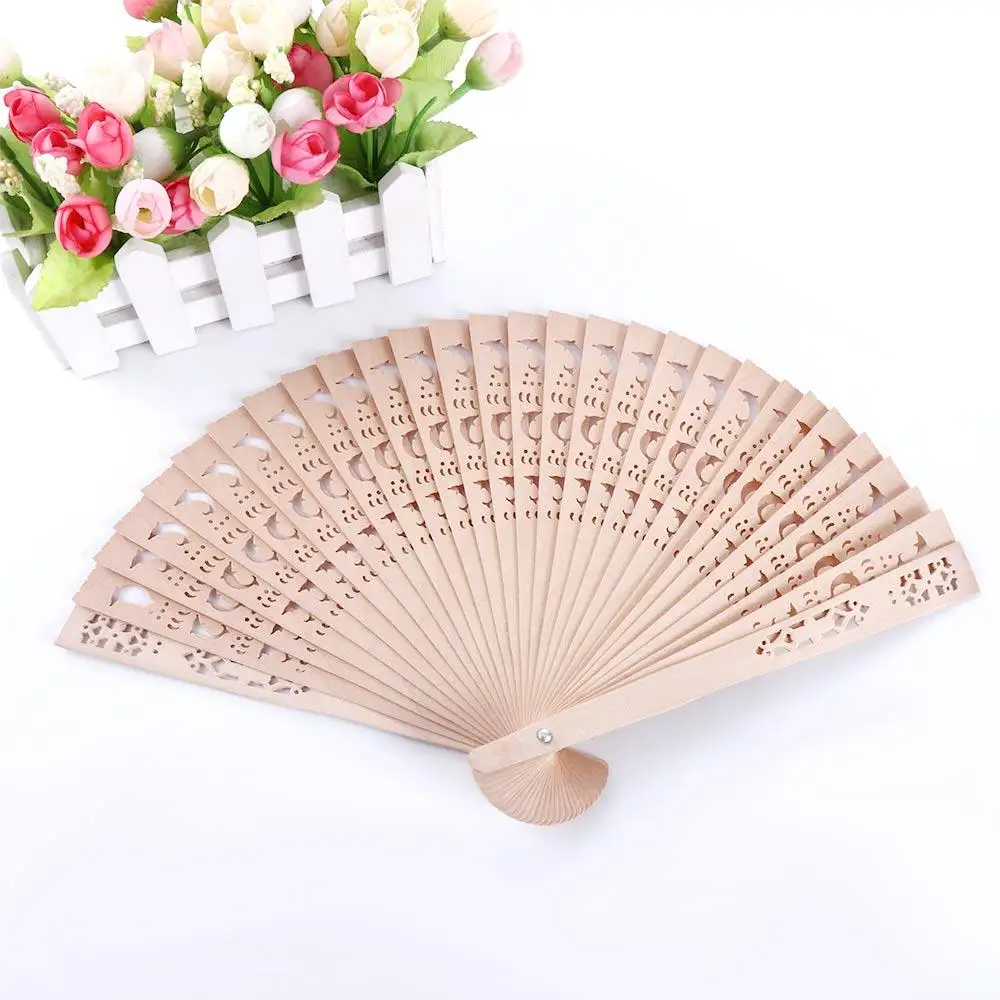 Accessories Punched Wood Fan Handle Hand Fan Handmade Folding Fans Photo Prop Tool Hand Held Flower Fans Hollow Dance Hand Fans