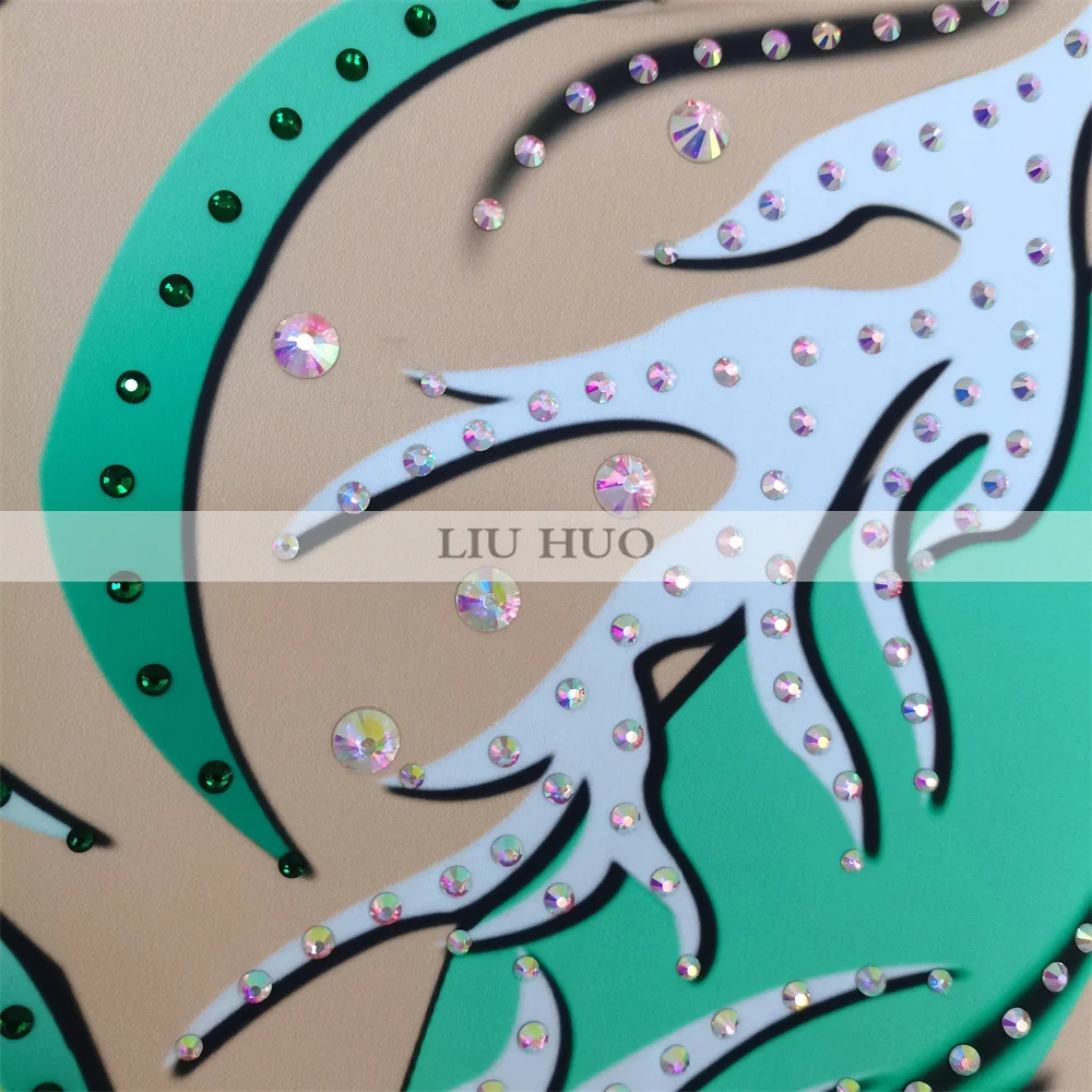 LIUHUO justaucorps de gymnastique rythmique personnaliser adulte femmes fille Costume Performance compétition robe de danse enfants adolescents enfant vert