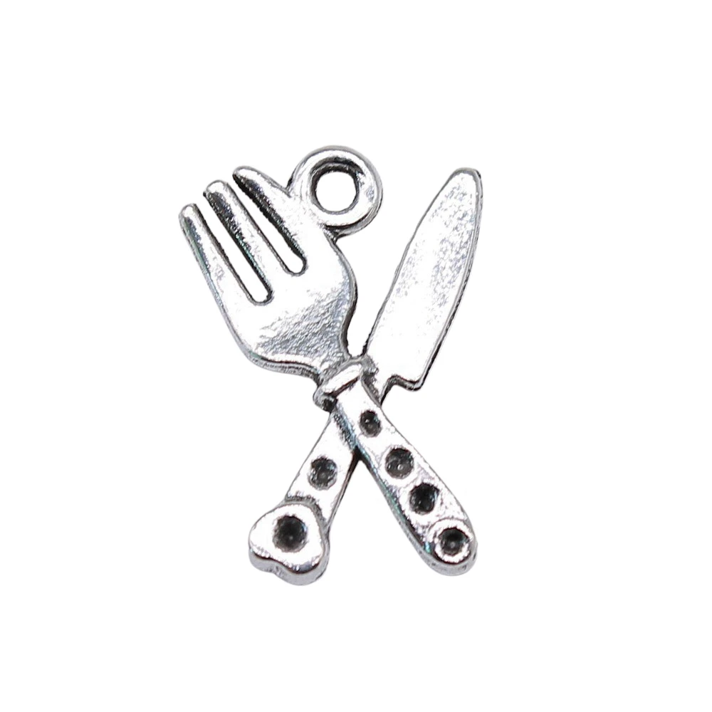 Ornaments Tableware Knife And Fork Charms Supplies For Jewelry 20x14mm 10pcs